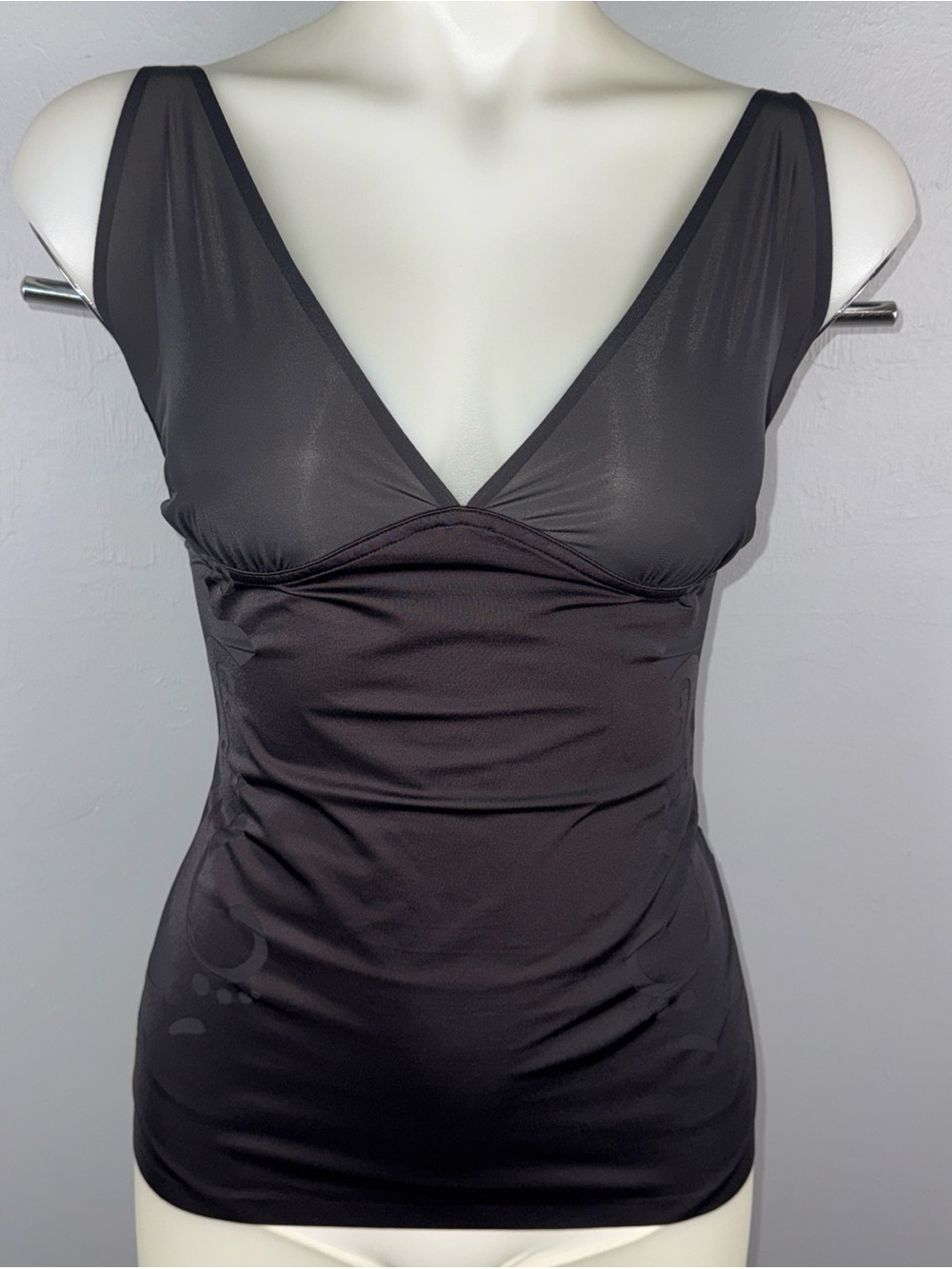Spanx Haute Contour Top Women’s XL Black Sheer Lightweight Mild Shapewear - Picture 1 of 8